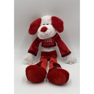 Dan Dee White Red Stuffed Dog Plush Cool Love Bellbottoms Crop Top Belly Button￼